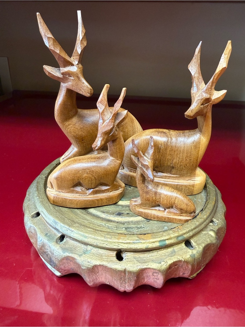 Vintage MCM Teak Wood Antelope Figurines - Set of 4.